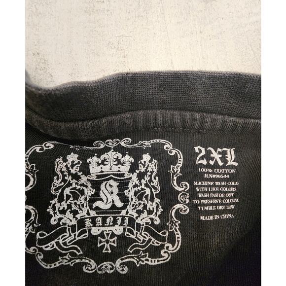 Kanji Men's T-Shirt SZ 2XL Embroidery Studs Y2K - Picture 6 of 8
